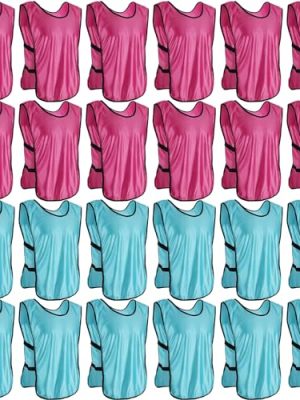 24 Pack Youth Pinnies, Sports Pinnies for Youth Adults, Soccer Basketball Scrimmage Training Vests, Football Team Practice