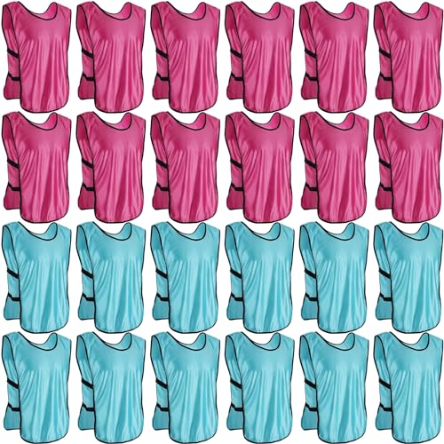 24 Pack Youth Pinnies, Sports Pinnies for Youth Adults, Soccer Basketball Scrimmage Training Vests, Football Team Practice