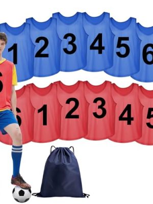 12-Pack Numbered Pinnies 1-6, Kids & Adult Scrimmage Vests, Mesh Practice Jerseys for Basketball, Soccer & Sports