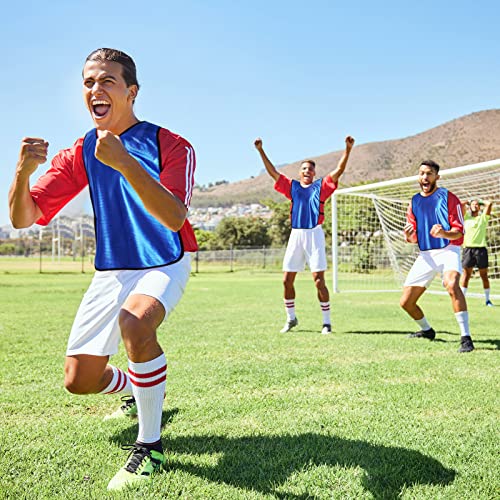 51BEwBkjo3L.jpg 24 Pcs Pinnies Scrimmage Vests and 48 Pieces Iron on Numbers Team Practice Jersey Soccer Basketball Bibs Training Vest Sports