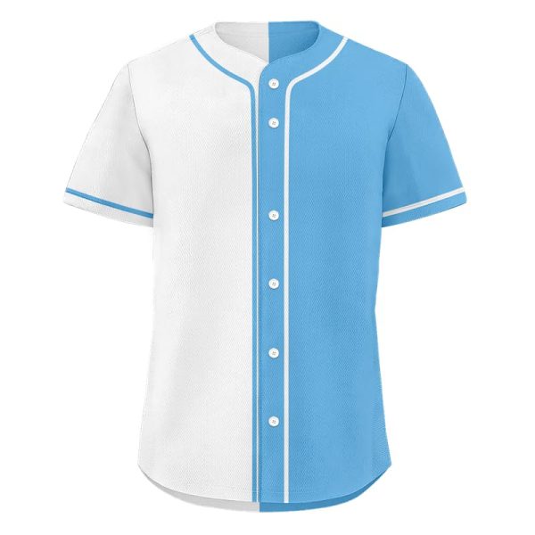Classic Blank Baseball Jersey Shirt for Men Women Two-Tone Casual Short Sleeves Button Down Hip Hop Uniform
