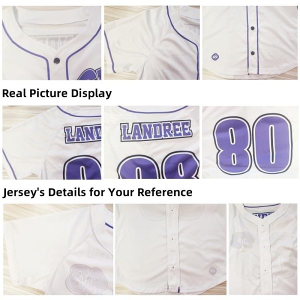 Classic Blank Baseball Jersey Shirt for Men Women Two-Tone Casual Short Sleeves Button Down Hip Hop Uniform