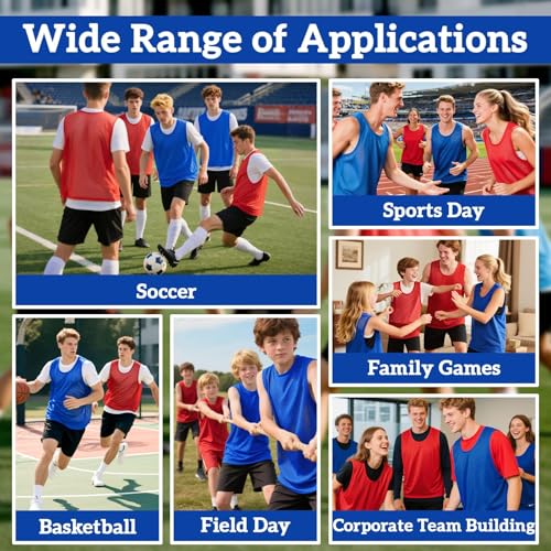 51GS-Jar1dL.jpg Blue Pinnies Soccer Pennies - Set of 6 Team Practice Jersey for Child Youth Teen Adult,Pennies for Sports Youth,Nylon Large Mesh