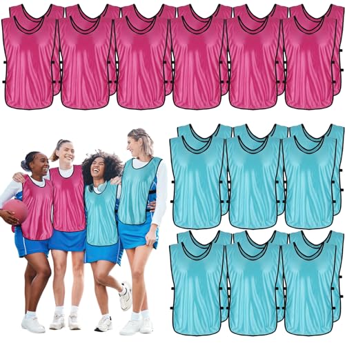 24 Pack Youth Pinnies, Sports Pinnies for Youth Adults, Soccer Basketball Scrimmage Training Vests, Football Team Practice