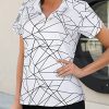 Womens Golf Polo Shirts 1/4 Zip Up Overlap Short Sleeve Quick Dry Workout Tops