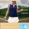 51JeURR1tFL.jpg Women Sleeveless Golf Polo Shirts Summer 2025 UPF 50+ Zipper V Neck Tennis Tank Top S-XXL
