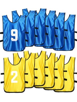 24 Pcs Pinnies Scrimmage Vests and 48 Pieces Iron on Numbers Team Practice Jersey Soccer Basketball Bibs Training Vest Sports