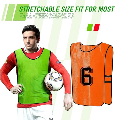 51KcdrNZyML.jpg 24 Pack Scrimmage Training Vest,Team Sports Pinnies Reversible Numbered Soccer Team Practice Penny Jerseys