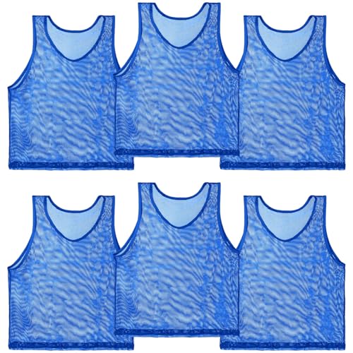 51LDobYXC7L.jpg Blue Pinnies Soccer Pennies - Set of 6 Team Practice Jersey for Child Youth Teen Adult,Pennies for Sports Youth,Nylon Large Mesh