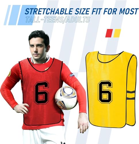 51MC7n2kDGL.jpg 24 Pcs Numbered Practice Vests Scrimmage Soccer Pinnies Traning Jerseys Team Sports Bibsfor Youth and Adult(Large)