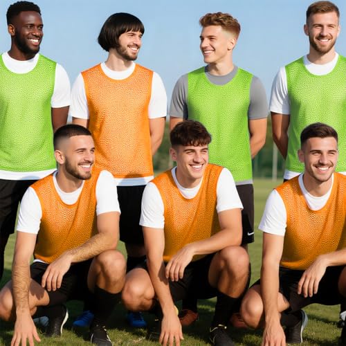 51NSy0VScAL.jpg 12 Pcs Soccer Pinnies,Team Pennies Jersey Scrimmage Vest Sports Practice Mesh Basketball Vest for Adults Youth