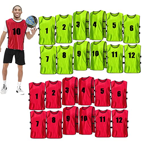 51Ns44LKLL.jpg 24 Pcs Soccer Practice Vest, Lightweight Numbered Soccer Team Pennies Soccer Lacrosse Training Sport Supplies Scrimmage Vests