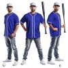 51QNpjiLF5L.jpg Blue Blank Baseball Jersey for Men Casual Button-Down Short Sleeve Athletic Team Uniform(Large Size)