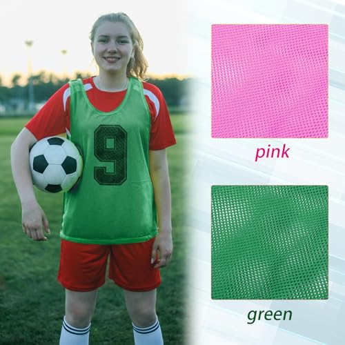 51QSvOjJIlL.jpg 24 Pack Nylon Mesh Scrimmage Team Practice Vests Pinnies Jerseys Train Vest for Adult Sport Basketball Soccer Football