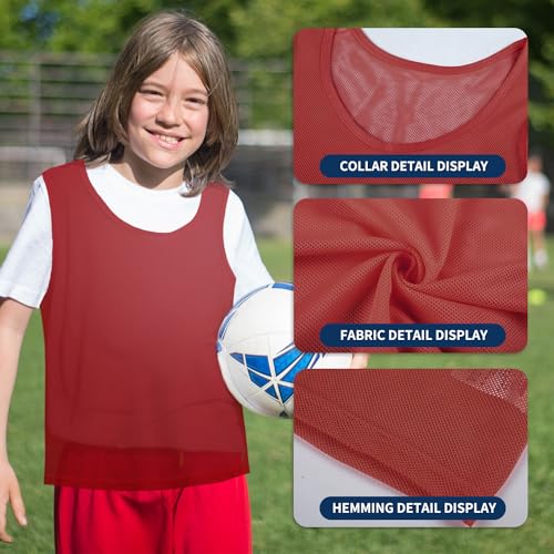 51SNmtEz9ZL.jpg Scrimmage Team Practice Vests Sports Pinnies Soccer Training Basketball Nylon Mesh Jerseys for Child & Adult(12 Pack)