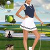 51T6WeuOPnL.jpg Women Sleeveless Golf Polo Shirts Summer 2025 UPF 50+ Zipper V Neck Tennis Tank Top S-XXL