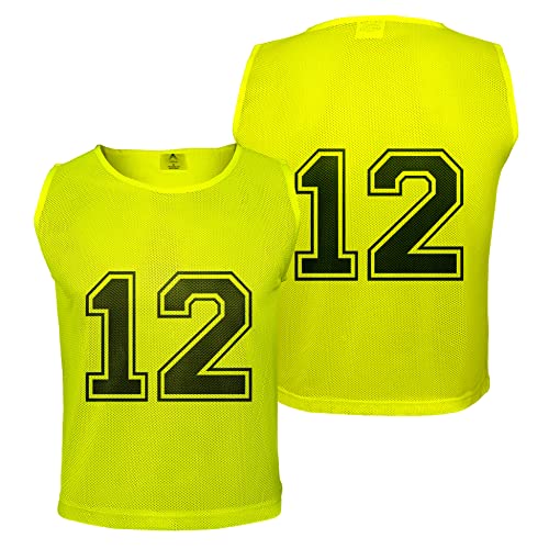 51UocAacnL.jpg 12 pcs Duramesh Pinnies/Scrimmage Vest - Kids Youth and Adult Pinnies, Numbered Penny Jerseys for Soccer