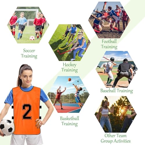 51UzUwbeWCL.jpg 24 Pack Scrimmage Training Vest,Team Sports Pinnies Reversible Numbered Soccer Team Practice Penny Jerseys