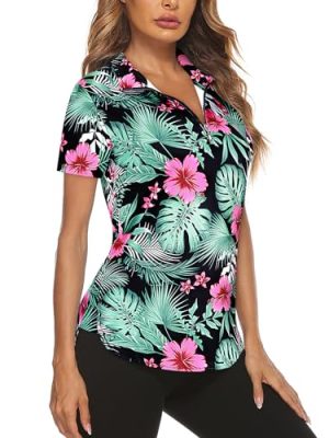 Women's Long Sleeve Golf Tennis Polo Shirts UPF50+ Half Zip Dry Fit Workout Tops Athletic Shirt