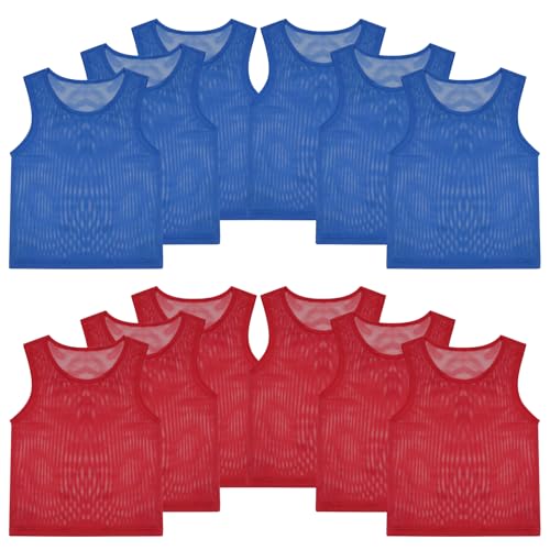 51XAzEGIBtL.jpg Pinnies, 12 Pcs Soccer Pinnies, Mesh Practice Jersey Scrimmage Vest Team Soccer Pennies for Sports Adult/Youth Lightweight