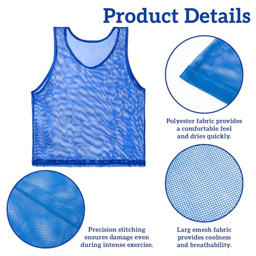 51XaCmHTSL.jpg Blue Pinnies Soccer Pennies - Set of 6 Team Practice Jersey for Child Youth Teen Adult,Pennies for Sports Youth,Nylon Large Mesh