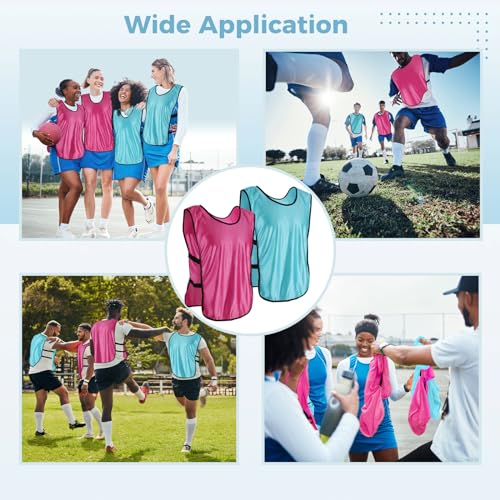 24 Pack Youth Pinnies, Sports Pinnies for Youth Adults, Soccer Basketball Scrimmage Training Vests, Football Team Practice