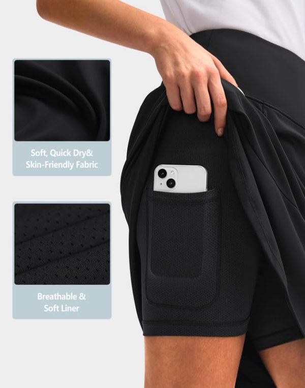 51YV-ScuwDL.jpg Skorts Skirts for Women with 5 Pockets 20" Knee Length Golf Skirt Modest Long Tennis Athletic Skirts for Women