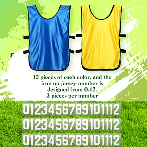 51ZrhnkkY9L.jpg 24 Pcs Pinnies Scrimmage Vests and 48 Pieces Iron on Numbers Team Practice Jersey Soccer Basketball Bibs Training Vest Sports