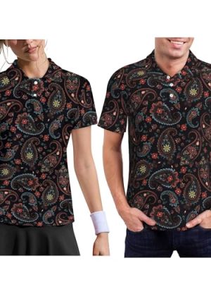 Funny Matching Couple Golf Shirts Short Sleeve Polo Shirts Moisture Wicking Unisex Hawaiian Outfits for Men Women