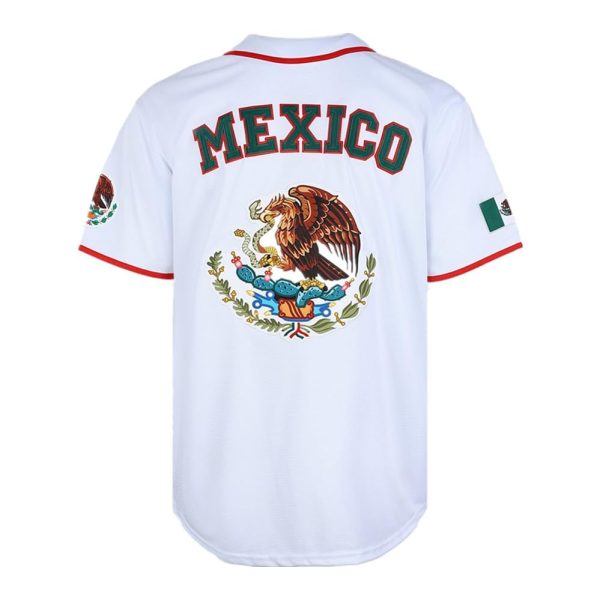 51bAud69YJL.jpg Men's Mexico Eagle Jersey Button Down Short Sleeve Hip Hop Baseball Jersey Stitched