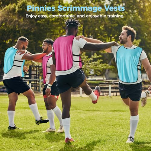 24 Pack Youth Pinnies, Sports Pinnies for Youth Adults, Soccer Basketball Scrimmage Training Vests, Football Team Practice
