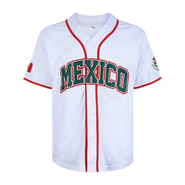 51cumDT4TxL.jpg Men's Mexico Eagle Jersey Button Down Short Sleeve Hip Hop Baseball Jersey Stitched