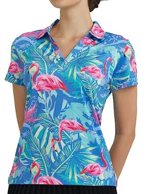 Womens Golf Shirt - Performance Moisture Wicking Quick-Dry Golf Polo Shirts for Women
