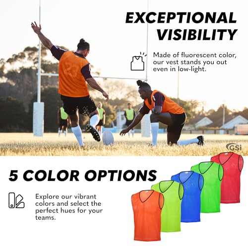 51ee3bIhdmL.jpg Sports Pinnies - Pack of 06 - Free Size for Youth/Adult - 5 Color Options - Soccer, Basketball Practice Vest