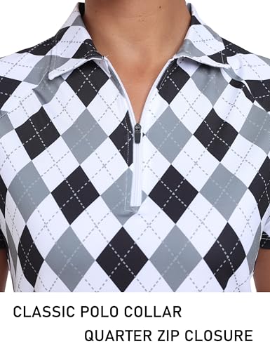 Women's Golf Polo Shirt Short Sleeve UPF 50+ Collared 1/4 Zip Tennis Tops Quick-Dry Lightweight Athletic Shirt