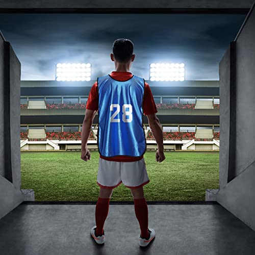 51iF9b5PrCL.jpg 24 Pcs Pinnies Scrimmage Vests and 48 Pieces Iron on Numbers Team Practice Jersey Soccer Basketball Bibs Training Vest Sports