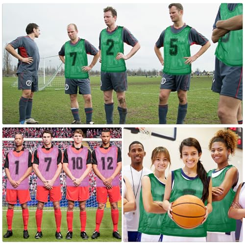 51ki0fSJE4L.jpg 24 Pack Nylon Mesh Scrimmage Team Practice Vests Pinnies Jerseys Train Vest for Adult Sport Basketball Soccer Football