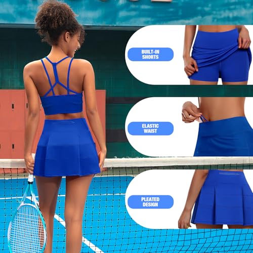51mik3cZ20L.jpg Womens Tennis Skirt with Shorts Pleated Golf Skirt High Waist Pickleball Skirts Athletic Skorts with Pockets