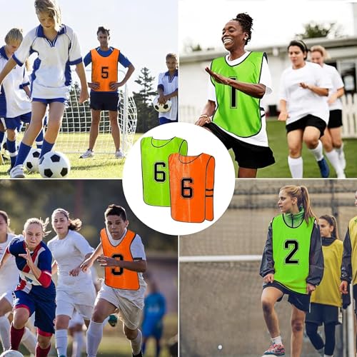 51nYMqWS0wL.jpg 24 Pack Scrimmage Training Vest,Team Sports Pinnies Reversible Numbered Soccer Team Practice Penny Jerseys
