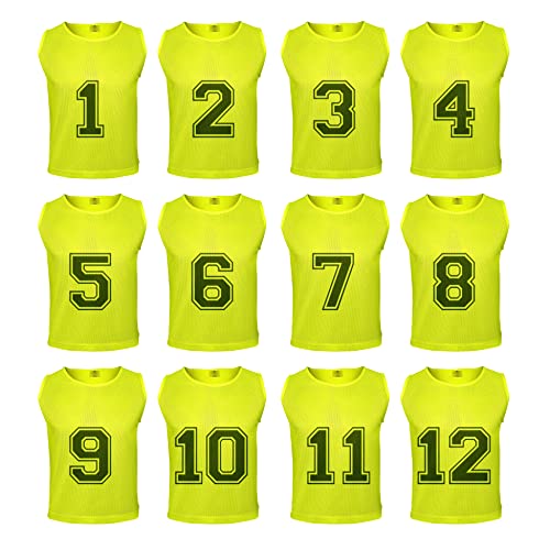 51o-SEywQPL.jpg 12 pcs Duramesh Pinnies/Scrimmage Vest - Kids Youth and Adult Pinnies, Numbered Penny Jerseys for Soccer