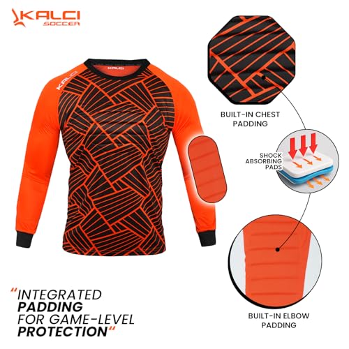 51o1lLI0g-L.jpg Hidden Chest Padding Soccer Goalie Jersey Youth & Adult. Long Sleeves Elbow Padded Goalkeeper Shirt for Boys & Girls