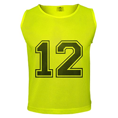 51oKCwY5BrL.jpg 12 pcs Duramesh Pinnies/Scrimmage Vest - Kids Youth and Adult Pinnies, Numbered Penny Jerseys for Soccer