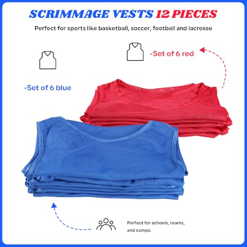 Scrimmage Vests, Team Practice Jersey, Set of 12, Training Pinnies for Basketball Soccer Football