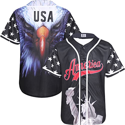 51rOUhuxbOL.jpg Adult American Flag Patriotic Baseball Jerseys Style Shirts for Men USA Eagle Outfits