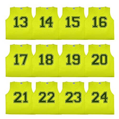 51rc-L5fQ8L.jpg 12 pcs Duramesh Pinnies/Scrimmage Vest - Kids Youth and Adult Pinnies, Numbered Penny Jerseys for Soccer