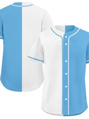 Classic Blank Baseball Jersey Shirt for Men Women Two-Tone Casual Short Sleeves Button Down Hip Hop Uniform