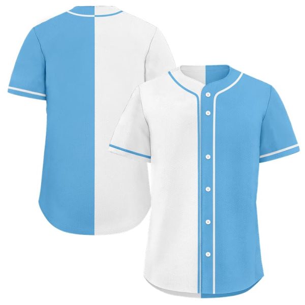 Classic Blank Baseball Jersey Shirt for Men Women Two-Tone Casual Short Sleeves Button Down Hip Hop Uniform