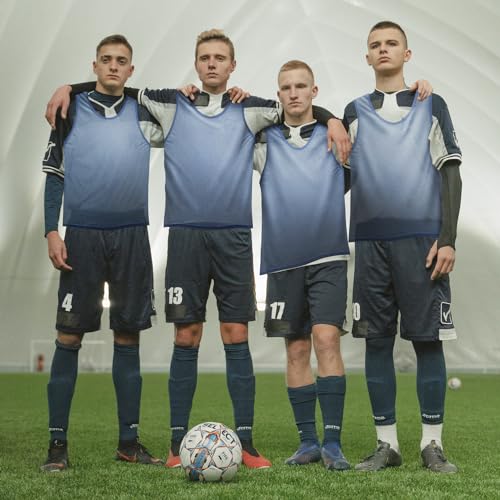 51vVjYwdZYL.jpg Scrimmage Team Practice Vests Sports Pinnies Soccer Training Basketball Nylon Mesh Jerseys for Child & Adult(12 Pack)