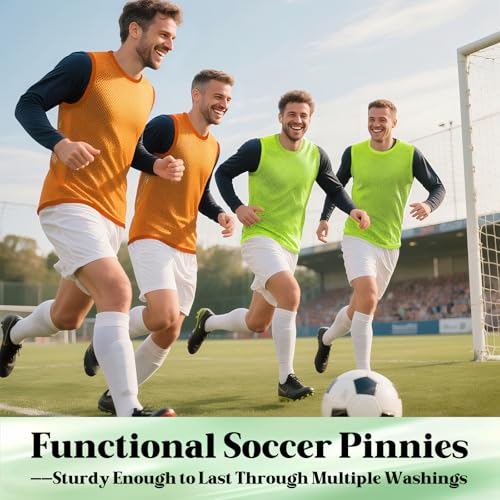 51wyvv7zcZL.jpg 12 Pcs Soccer Pinnies,Team Pennies Jersey Scrimmage Vest Sports Practice Mesh Basketball Vest for Adults Youth