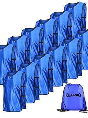 12 Pieces Soccer Pinnies Scrimmage Vest Team Practice Jerseys Sports Pinnies With Free Carry Bag